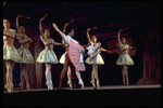 New York City Ballet production of "Coppelia"; scene from Act I with Patricia McBride as Swanilda and Helgi Tomasson as Franz, choreography by George Balanchine and Alexandra Danilova after Marius Petipa (Saratoga)