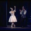 New York City Ballet production of "Coppelia"; scene from Act 2 with Patricia McBride as the doll Coppelia and Shaun O'Brien as Dr. Coppelius, choreography by George Balanchine and Alexandra Danilova after Marius Petipa (Saratoga)