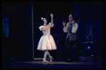 New York City Ballet production of "Coppelia"; scene from Act 2 with Patricia McBride as the doll Coppelia and Shaun O'Brien as Dr. Coppelius, choreography by George Balanchine and Alexandra Danilova after Marius Petipa (Saratoga)