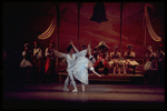 New York City Ballet production of "Coppelia"; scene from Act 3 with Patricia McBride and Helgi Tomasson, choreography by George Balanchine and Alexandra Danilova after Marius Petipa (Saratoga)