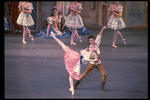 New York City Ballet production of "Coppelia"; scene from Act 1 with Patricia McBride as Swanilda and Ib Andersen as Franz, choreography by George Balanchine and Alexandra Danilova after Marius Petipa (New York)