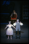 New York City Ballet production of "Coppelia"; scene from Act 2 with Patricia McBride as the doll Coppelia and Shaun O'Brien as Dr. Coppelius, choreography by George Balanchine and Alexandra Danilova after Marius Petipa (New York)