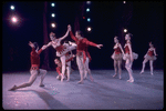 New York City Ballet production of "Jewels" (Rubies) with Patricia Neary, Paul Mejia (kneeling) and Richard Rapp, choreography by George Balanchine (New York)