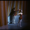 New York City Ballet production of "Jewels" (Rubies) with Patricia McBride and Mikhail Baryshnikov taking a bow in front of curtain, choreography by George Balanchine (Saratoga)