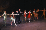 New York City Ballet production of "The Four Seasons"; Daniel Duell, Kyra Nichols, Jerome Robbins, conductor Robert Irving, Mikhail Baryshnikov and Patricia McBride take a bow, choreography by Jerome Robbins (New York)