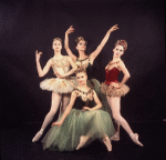 New York City Ballet - Studio photo of (L-R) Suzanne Farrell, Violette Verdy (front), Mimi Paul and Patricia McBride in "Jewels", choreography by George Balanchine (New York)