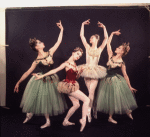 New York City Ballet - Studio photo of (L-R) Mimi Paul, Patricia McBride, Suzanne Farrell and Violette Verdy in "Jewels", choreography by George Balanchine (New York)
