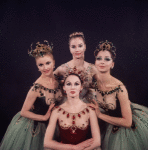 New York City Ballet - Studio photo of (L-R) Violette Verdy, Patricia McBride (front), Suzanne Farrell and Mimi Paul in "Jewels", choreography by George Balanchine (New York)