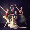 New York City Ballet - Studio photo of George Balanchine (C) with Patricia McBride in red, Suzanne Farrell in white, Violette Verdy center back and Mimi Paul in "Jewels", choreography by George Balanchine (New York)