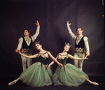 New York City Ballet - Studio photo of Mimi Paul and Francisco Moncion, Violette Verdy and Conrad Ludlow in "Jewels", choreography by George Balanchine (New York)