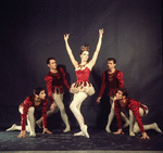 New York City Ballet - Studio photo of Marnee Morris (C) with (L-R) Paul Mejia, Richard Dryden, Robert Weiss and Deni Lamont in "Jewels", choreography by George Balanchine (New York)