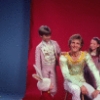 Studio photo of Peter Martins and students from the School of American Ballet in costume for a New York City Ballet production of "The Nutcracker" (New York)