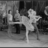 New York City Ballet production of movie version of "A midsummer Night's Dream" with Nicholas Magallanes watching George Balanchine rehearse Patricia McBride, choreography by George Balanchine (New York)