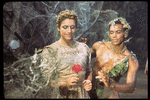 New York City Ballet production of movie version of "A Midsummer Night's Dream" with Edward Villella as Oberon and Arthur Mitchell as Puck in forest, choreography by George Balanchine (New York)