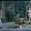 New York City Ballet production of the movie version of "A Midsummer Night's Dream" with Edward Villella as Oberon watching Mimi Paul and Roland Vazquez as Helena and Demetrius, choreography by George Balanchine (New York)