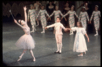 Suzanne Farrell as the Sugar Plum Fairy greeting Laura Flagg as Mary and her Prince, in a New York City Ballet production of "The Nutcracker."