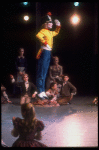 Shaun O'Brien as Drosselmeyer entertaining children with Bryan Pitts as the toy soldier, in a New York City Ballet production of "The Nutcracker" (New York)
