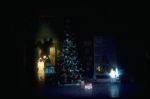 Shaun O'Brien as Drosselmeyer atop the grandfather clock calling the mice, in a New York City Ballet production of "The Nutcracker" (New York)