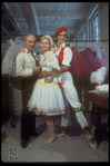 New York City Ballet production of "Tricolore" designer Rouben Ter-Arutunian with Elise Ingalls and Peter Frame modelling his costume designs (New York)