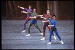 New York City Ballet production of "Four Chamber Works" (Octet) with (L-R) Christopher d'Amboise, Douglas Hay, Christopher Fleming and Jean-Pierre Frohlich, choreography by Jerome Robbins (New York)