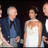 New York City Ballet backstage during the Tchaikovsky Festival, (L-R) dancer Lisa Jackson, George Balanchine and New York State Governor Hugh Carey and his wife (New York)