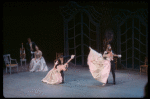 New York City Ballet production of "Vienna Waltzes" with Suzanne Farrell seated, Patricia McBride at center and Mimi Paul with Nicholas Magallanes, choreography by George Balanchine (New York)