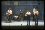 Scene from opera "The Death of Klinghoffer," based on 1985 hijacking of cruise ship Achille Lauro; actors as Leon and Marilyn Klinghoffer and hijackers Brussels, Belgium.