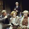 Scene from play "The Cocktail Hour" with actors (L-R) Nancy Marchand, Keene Curtis (in rear), Holland Taylor and Bruce Davison.