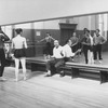 Choreographer George Balanchine instructing students.