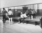 Choreographer George Balanchine instructing students.