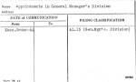 Appointments in General Manager's Division