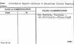 Attendance Report--Science & Education Little Theatre