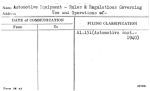 Automotive Equipment - Rules & Regulations Governing Use and Operations of-