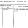 Automotive Transportation - Requests for