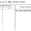 Benedict, W.K. (Mrs. Barbara Irion)