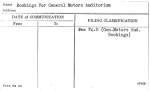 Bookings For General Motors Auditorium