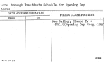 Borough Presidents Schedule for Opening Day