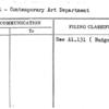 Budget - Contemporary Art Department