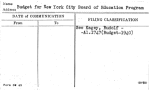 Budget for New York City Board of Education Program
