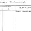Budget Reports - Entertainment Dept.