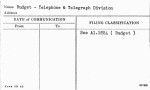 Budget - Telephone & Telegraph Division