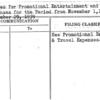Charges for Promotional Entertainment and Travel Expenses for the Period from November 1, 1939 to November 29, 1939