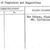 Chart of Complaints and Suggestions