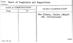 Chart of Complaints and Suggestions