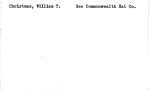 Christmas, William T. See Commonwealth Hat Co.
