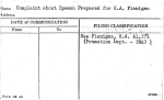 Complaint about Speech Prepared for H.A. Flanigan