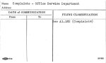 Complaints - Office Service Department