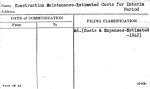 Construction Maintenance-Estimated Costs for Interim Period
