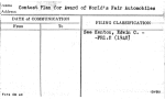 Contest Plan for Award of World's Fair Automobiles