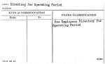 Directory for Operating Period